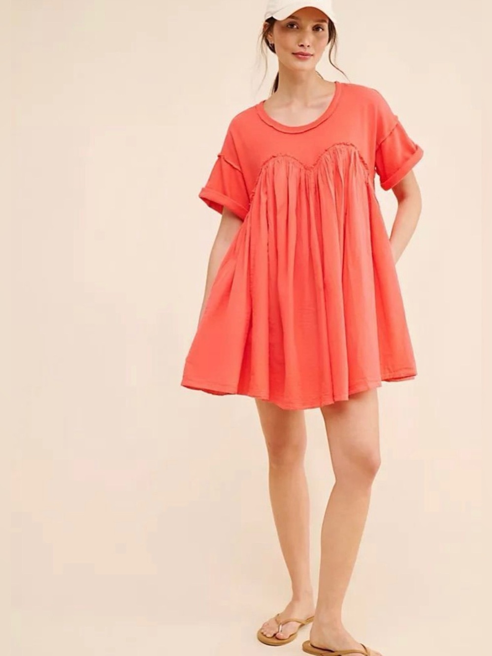 Free People Coral Swing Mini Dress